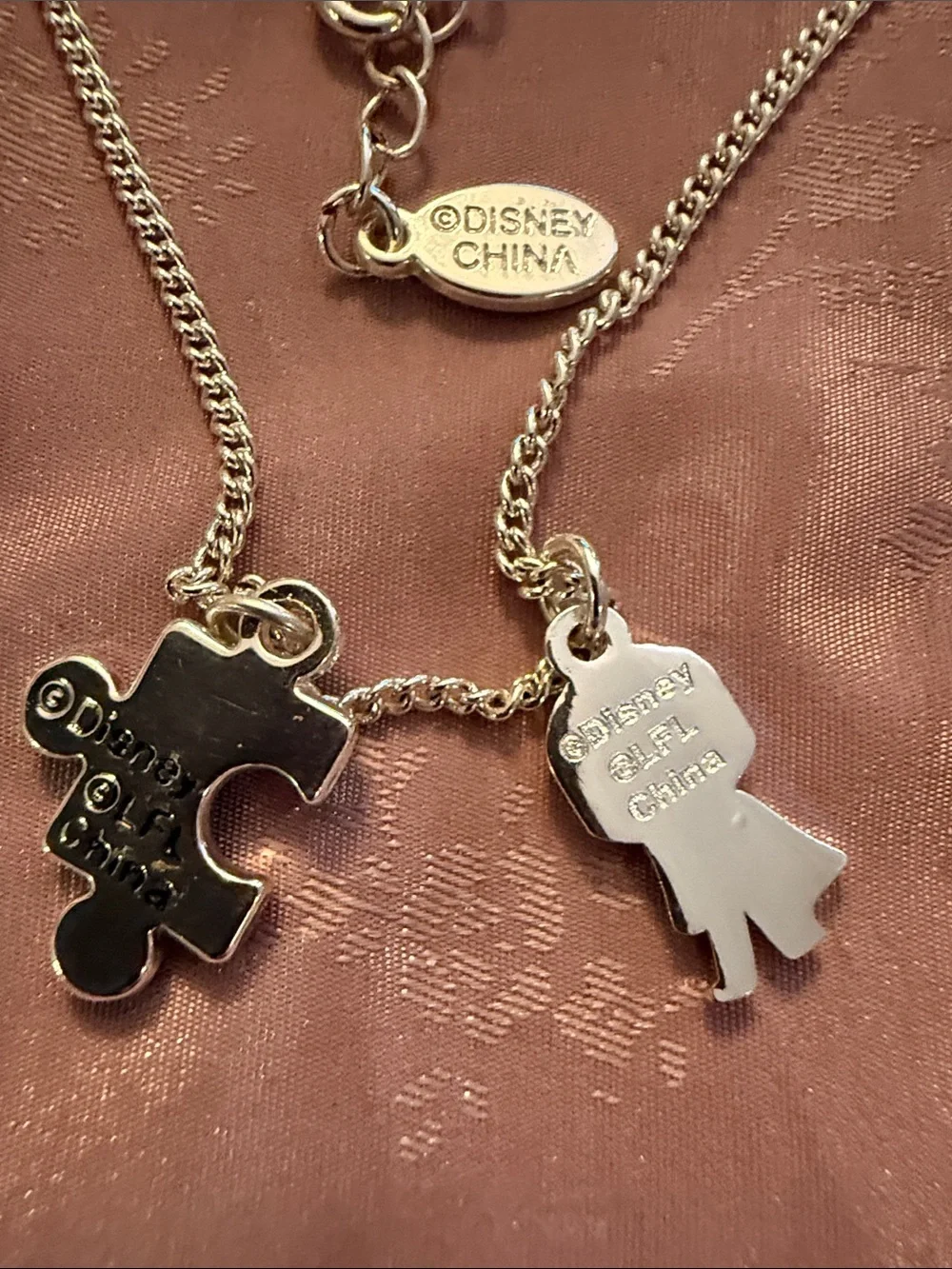 Kids Silver Puzzle Piece & Knight Charm Necklace - He Goes, by Disney